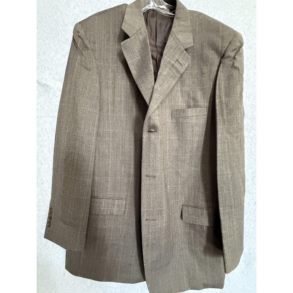 Linea Uomo Blazer Sport Coat Mens 48L Brown Wool Herringbone Tweed Long‎ Jacket